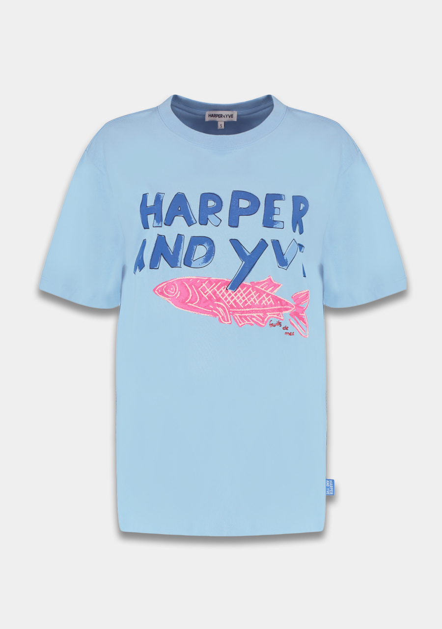 Harper & Yve T-shirt Pinkfish HS25Y306 Licht blauw