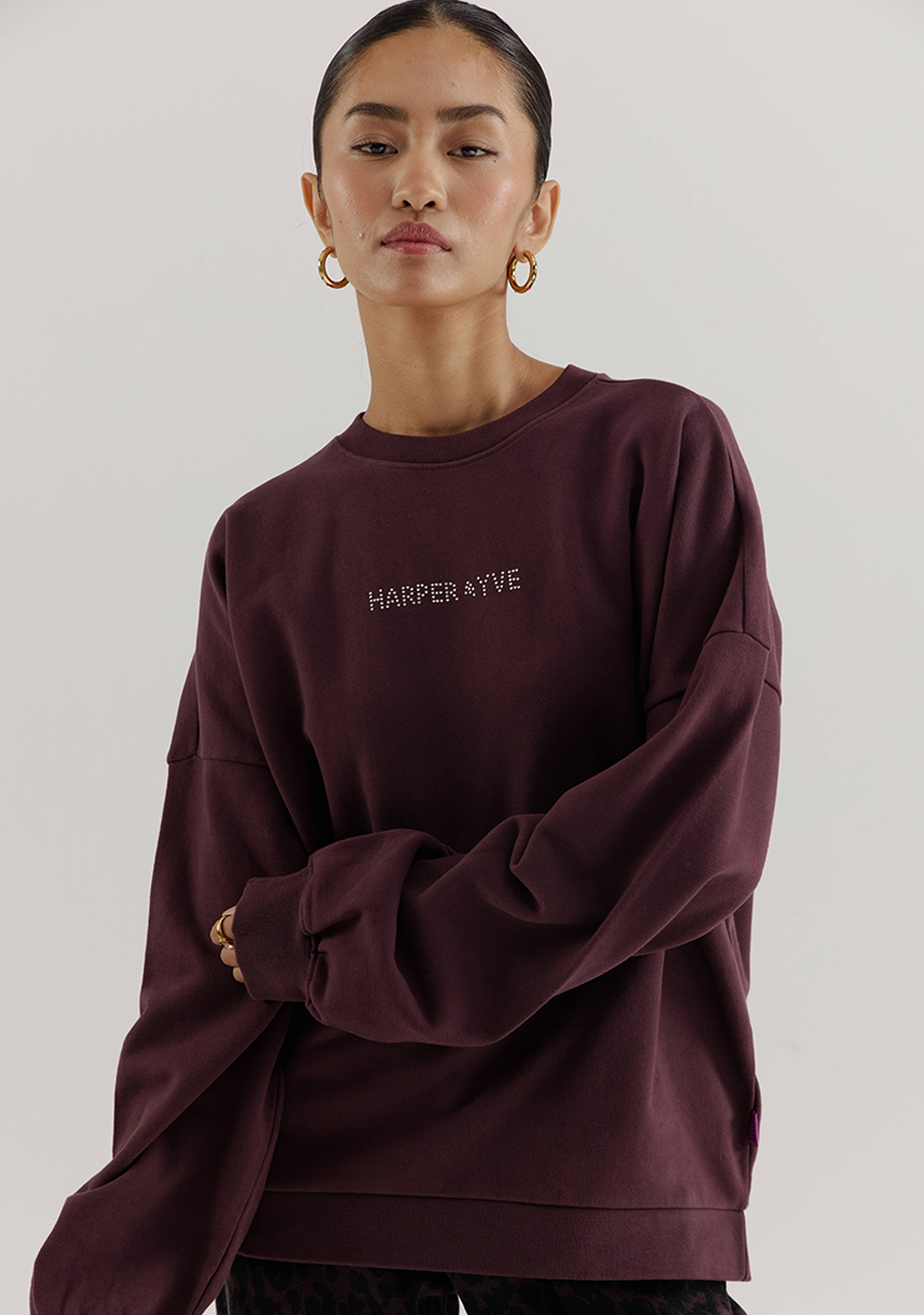 Harper & Yve Sweater Rhinestone AW25Y511 Donker bruin