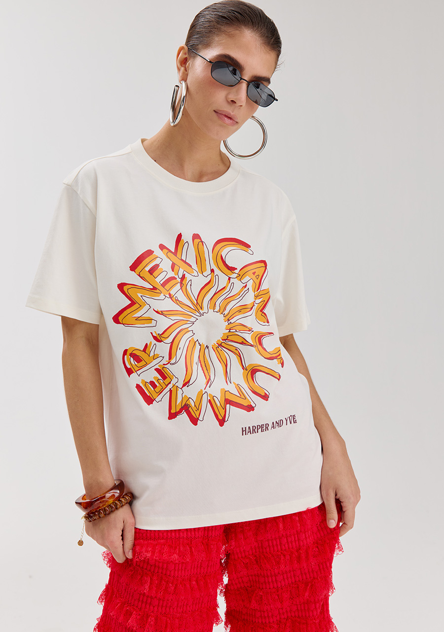 Harper & Yve T-shirt Mexicansun HS6Y308 Ecru