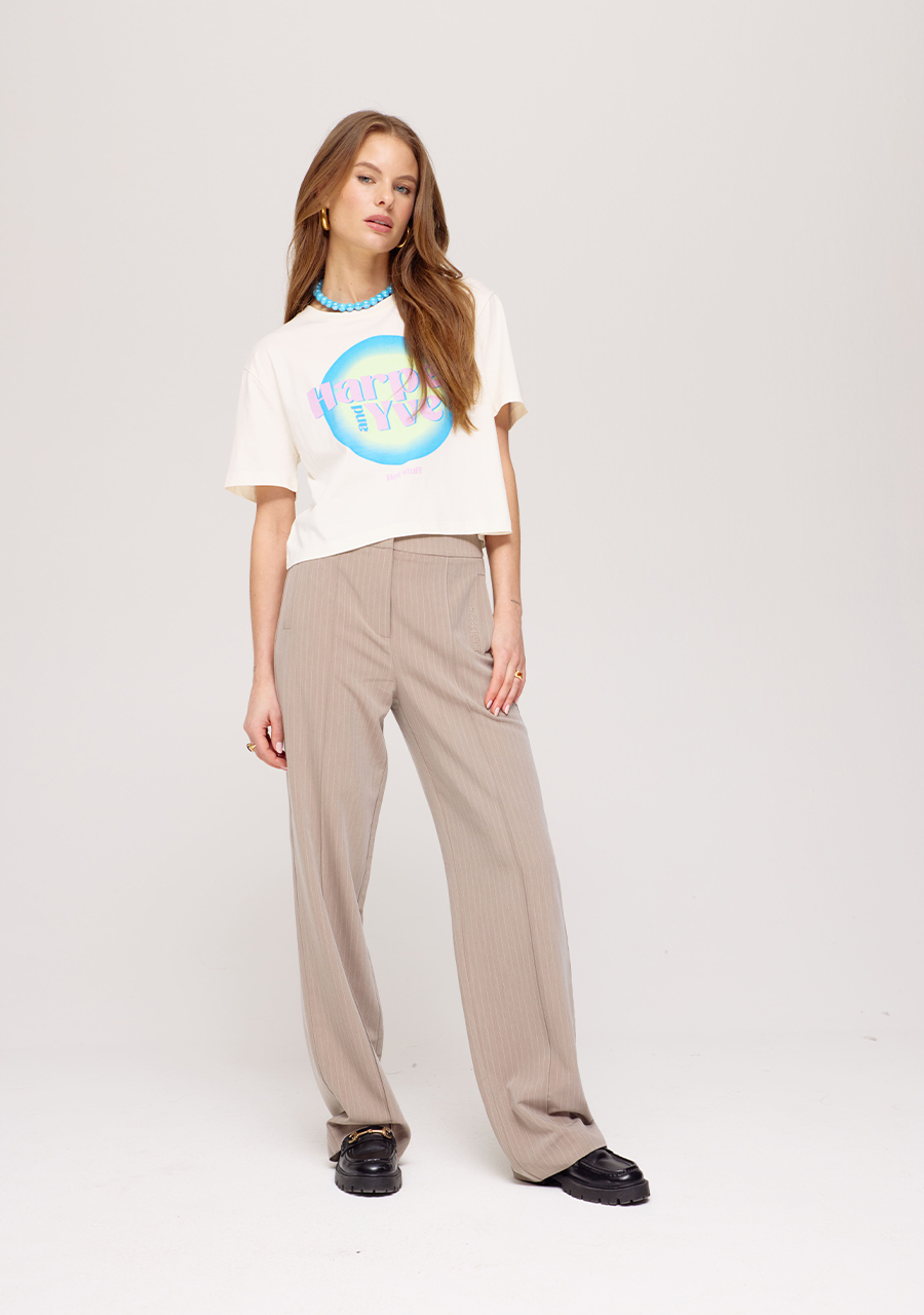 Harper & Yve T-shirt cropped Hotstuff SS25Y308 Ecru