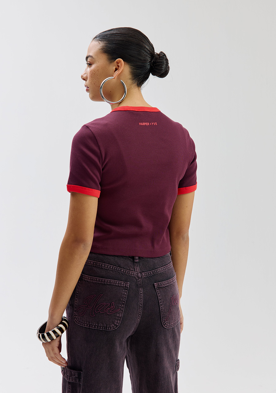 Harper & Yve T-shirt Desert flower SS6Y305 Donker Paars