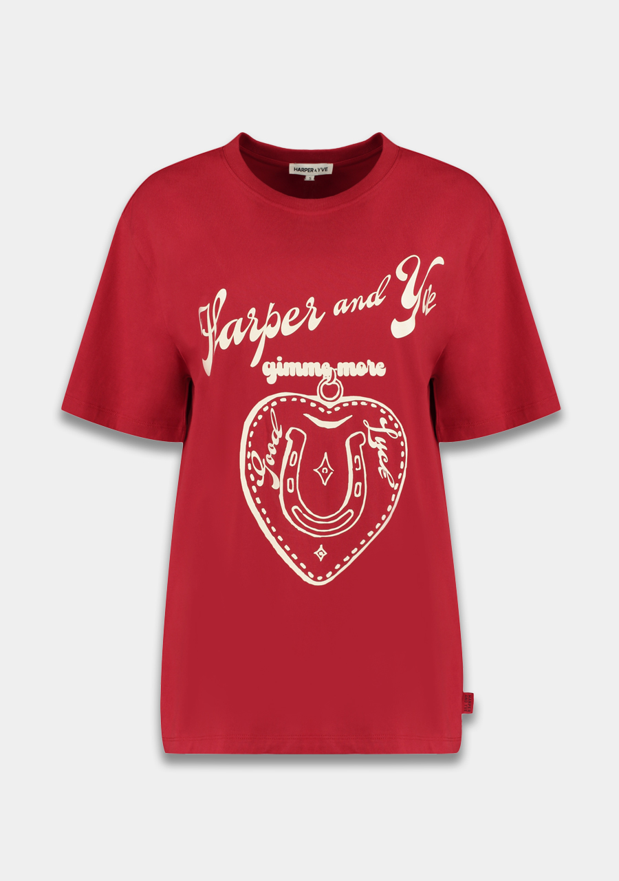 Harper & Yve T-shirt Gimme more Luck DW25Y301 Rood