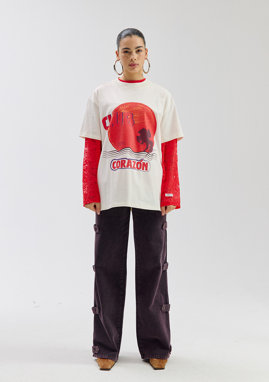 Harper & Yve T-shirt Club corazon SS6Y307 Ecru