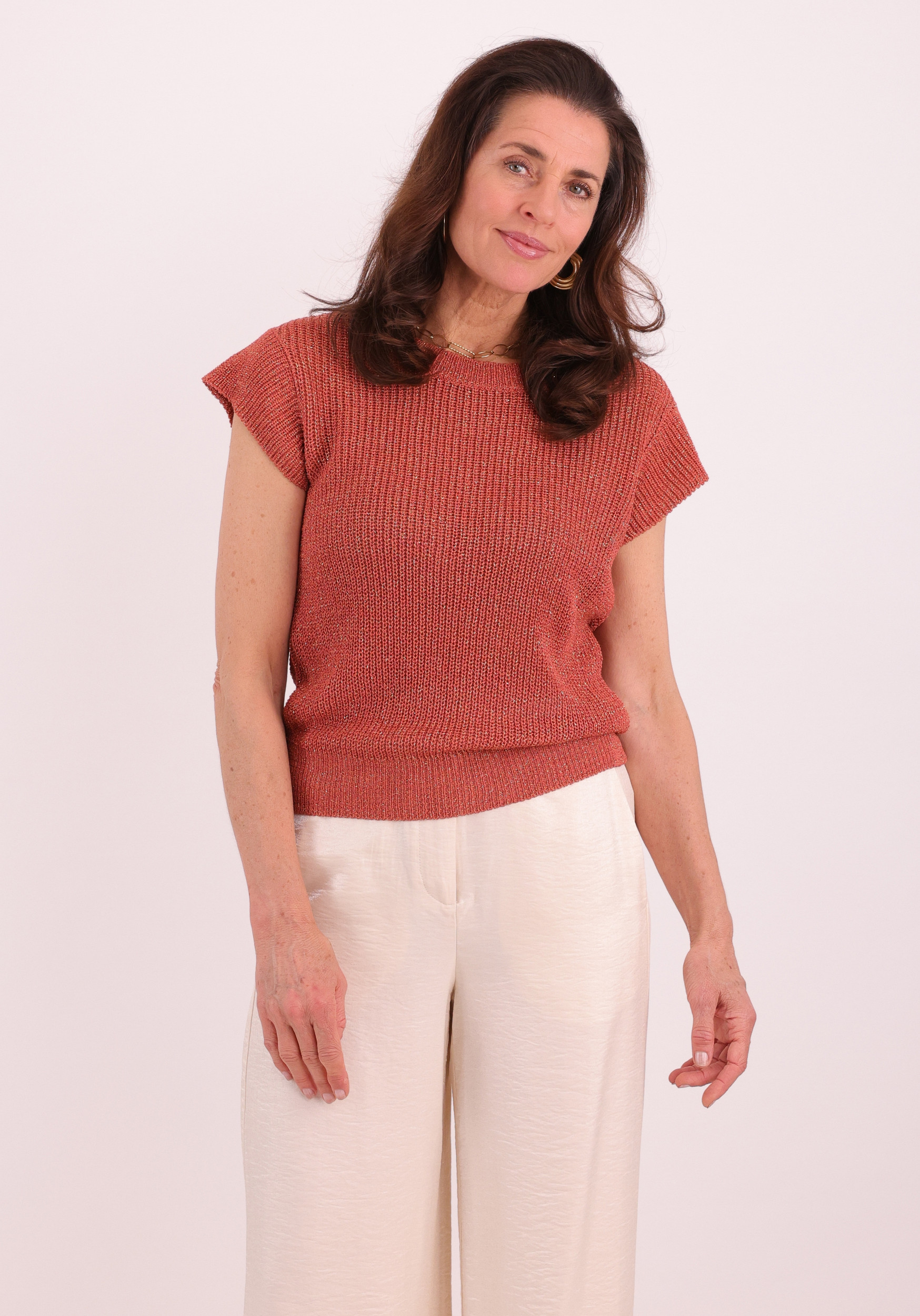 Geisha Trui korte mouwen 64082-70 Steenrood