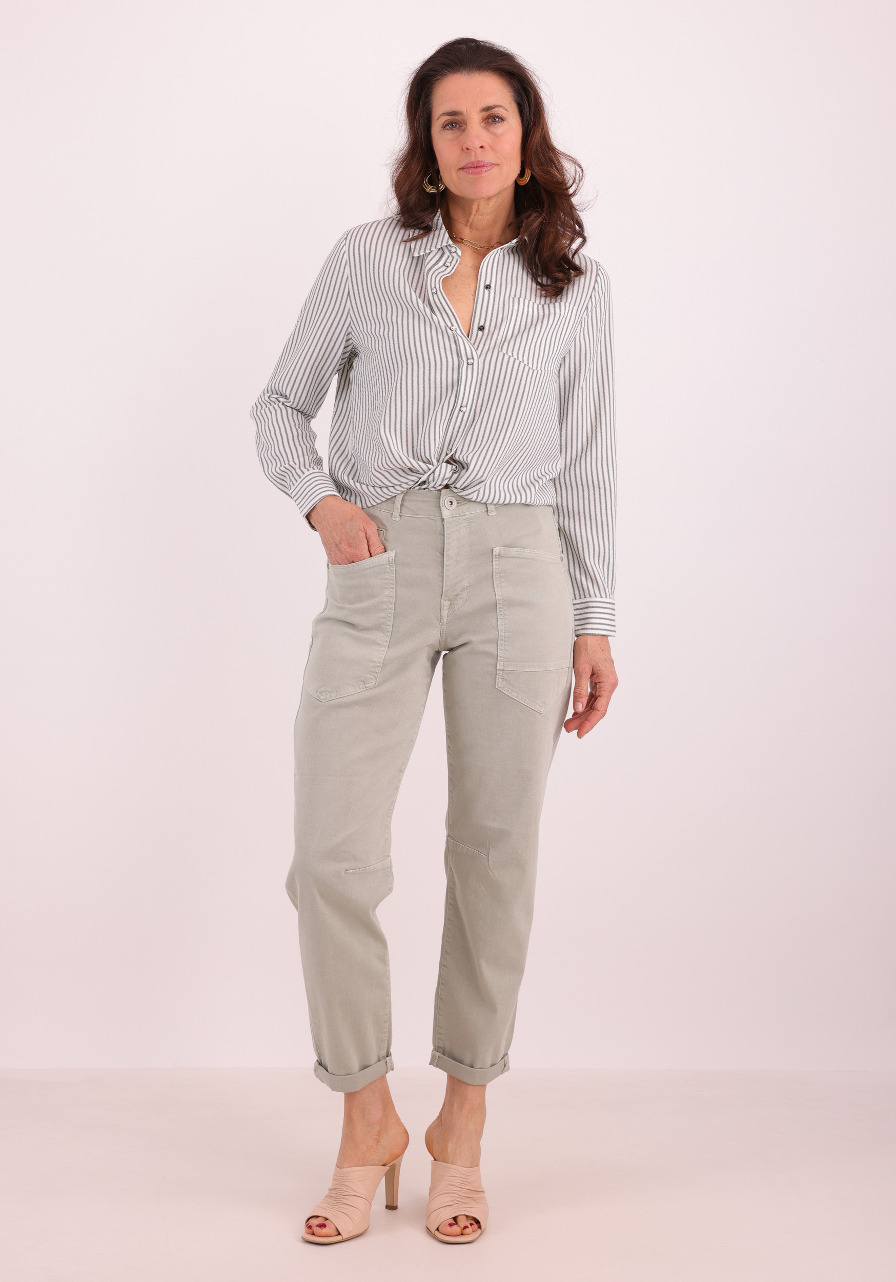 ONLY Blouse Lecey gestreept 15195910 Donker groen
