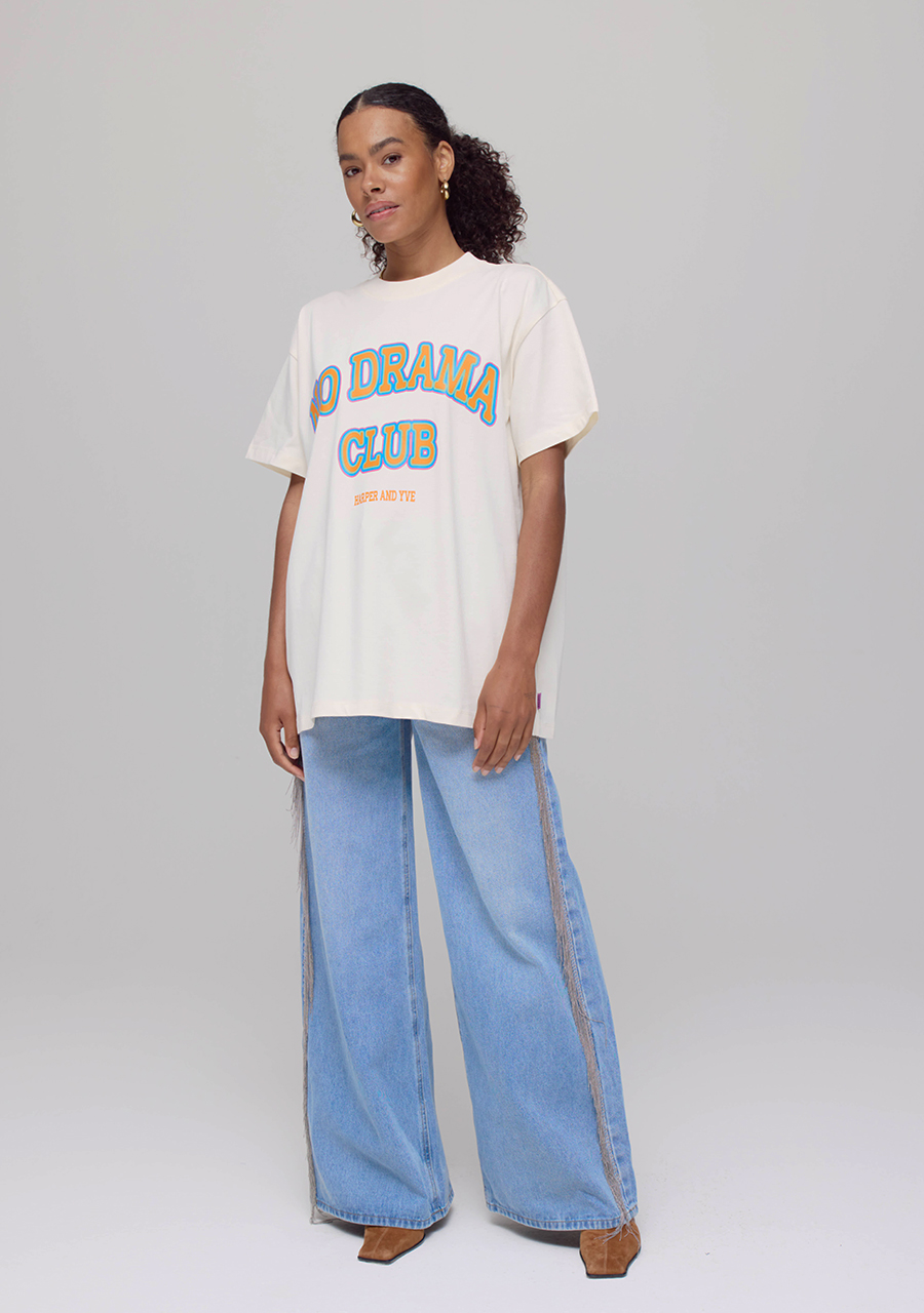 Harper & Yve T-shirt No drama club AW25Y307 Ecru
