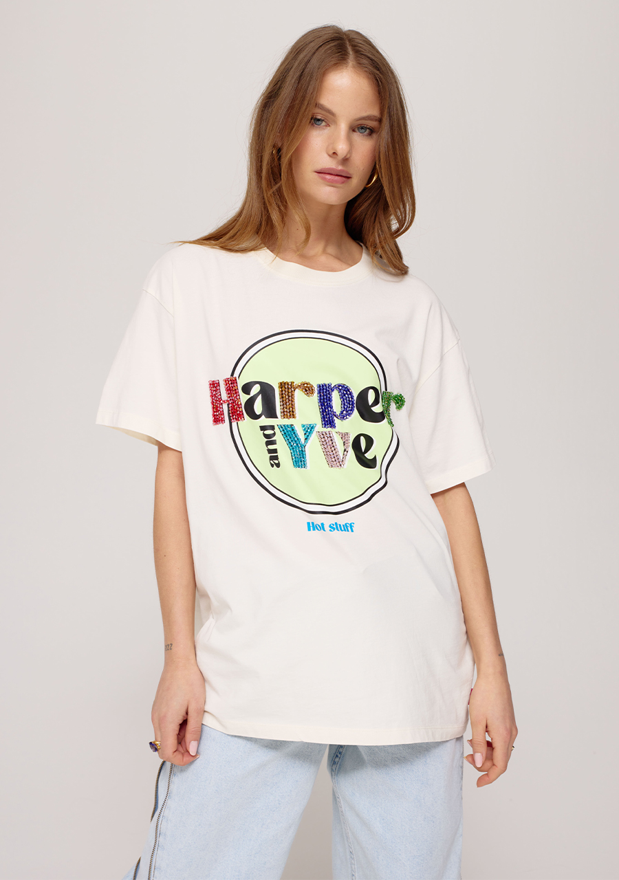Harper & Yve T-shirt Hotstuff SS25Y304 Ecru