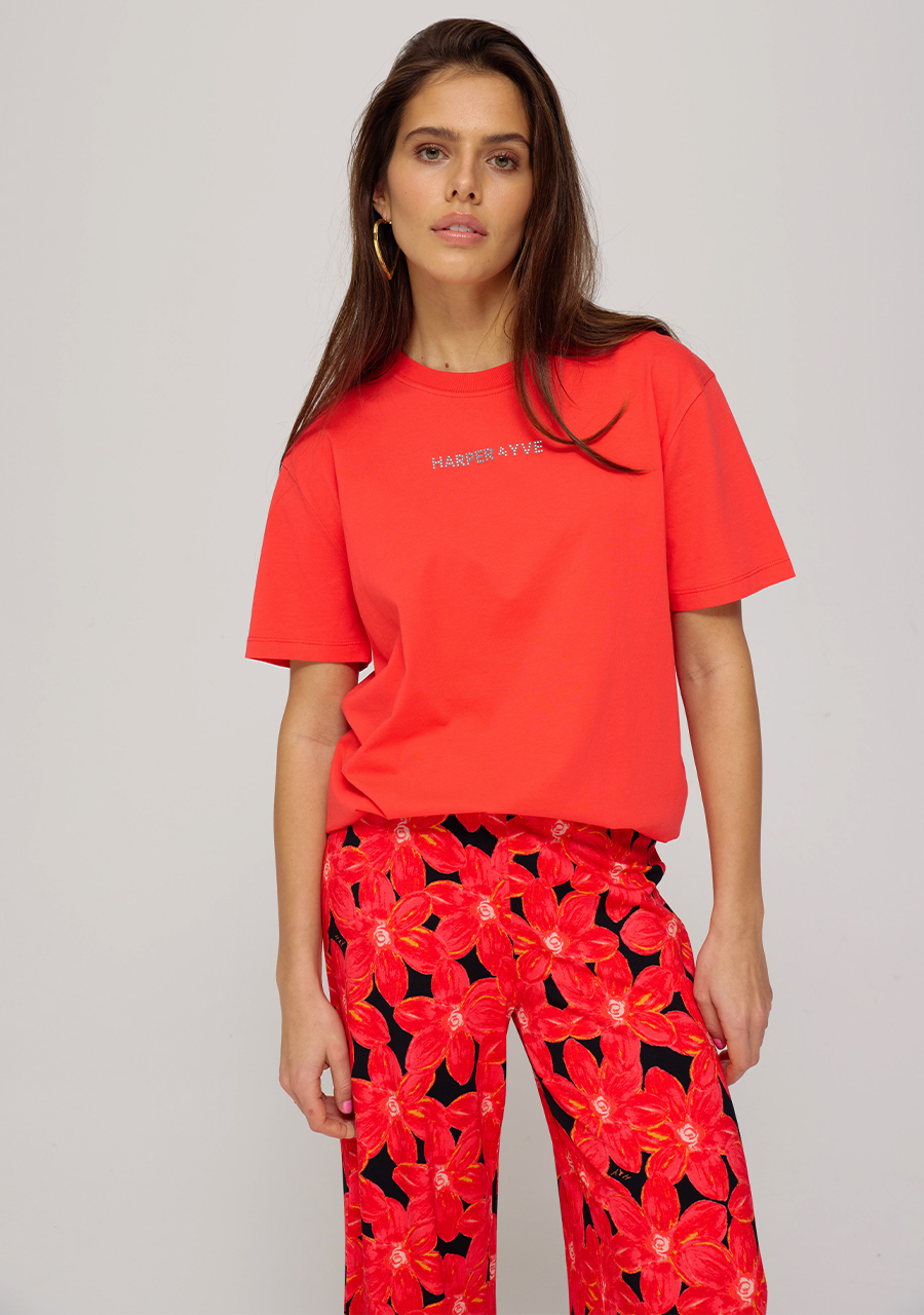 Harper & Yve T-shirt Rhinestone SS25Y301 Rood