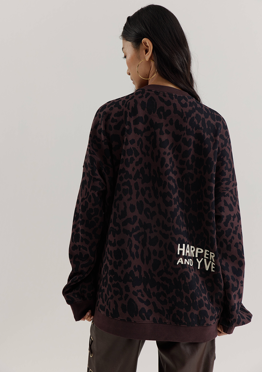 Harper & Yve Sweater Leopard AW25Y504 Donker bruin