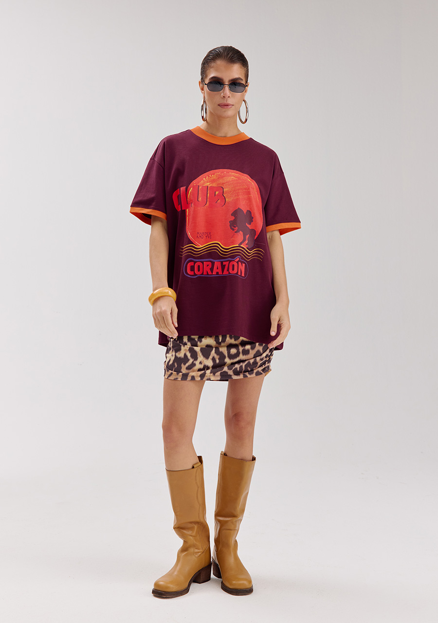 Harper & Yve T-shirt Club corazon SS6Y307 Donker Paars