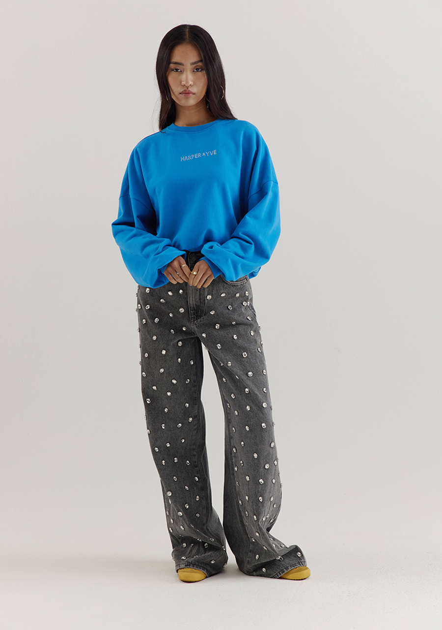 Harper & Yve Sweater Rhinestone AW25Y511 Blauw