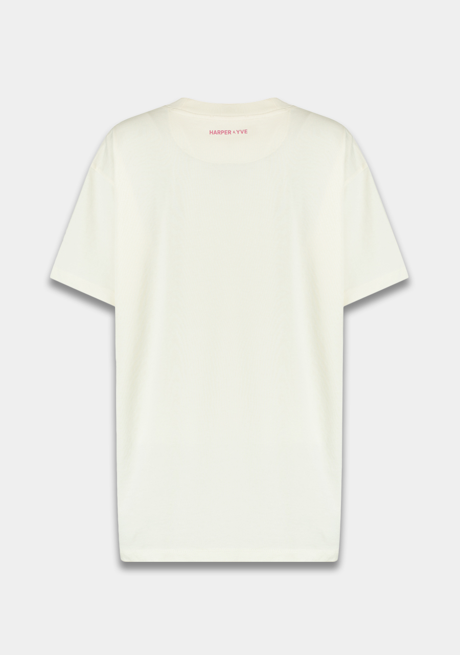 Harper & Yve T-shirt No drama club AW25Y307 Ecru