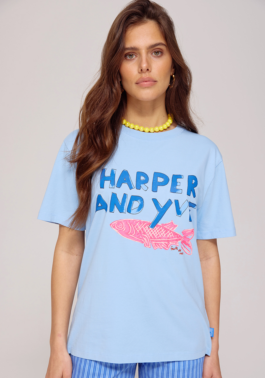 Harper & Yve T-shirt Pinkfish HS25Y306 Licht blauw