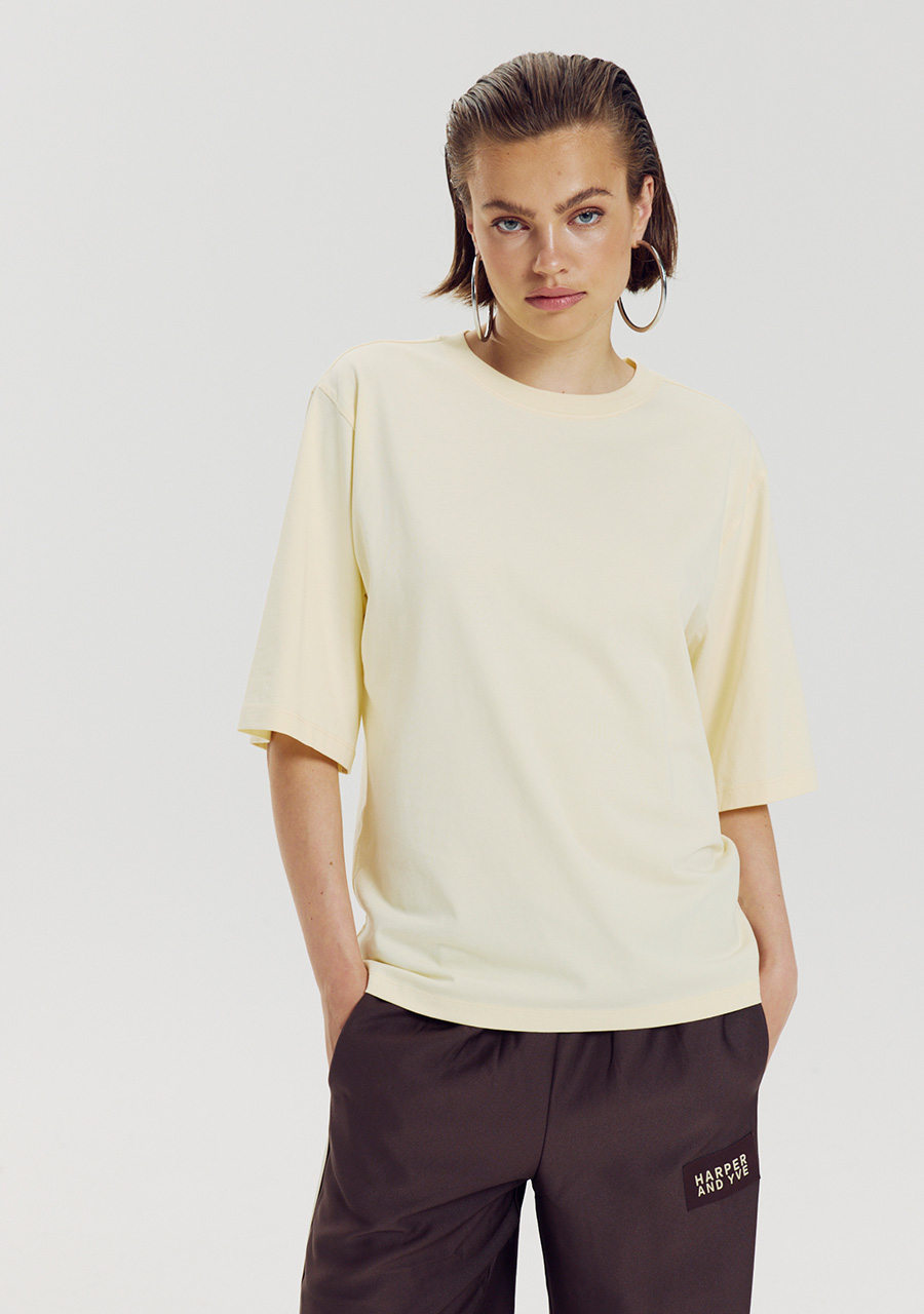 Harper & Yve T-shirt Chill but glam AW6Y304 Licht geel