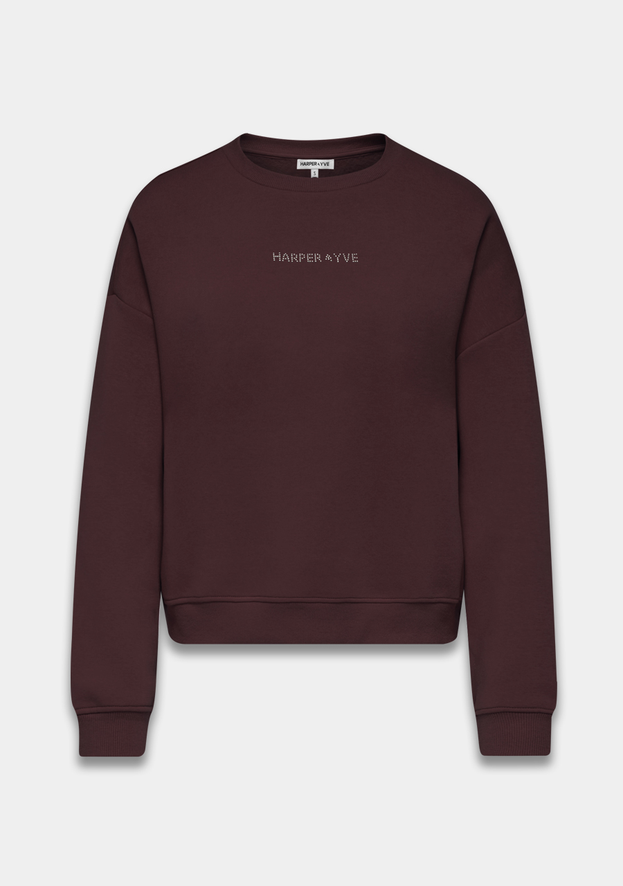 Harper & Yve Sweater Rhinestone AW25Y511 Donker bruin