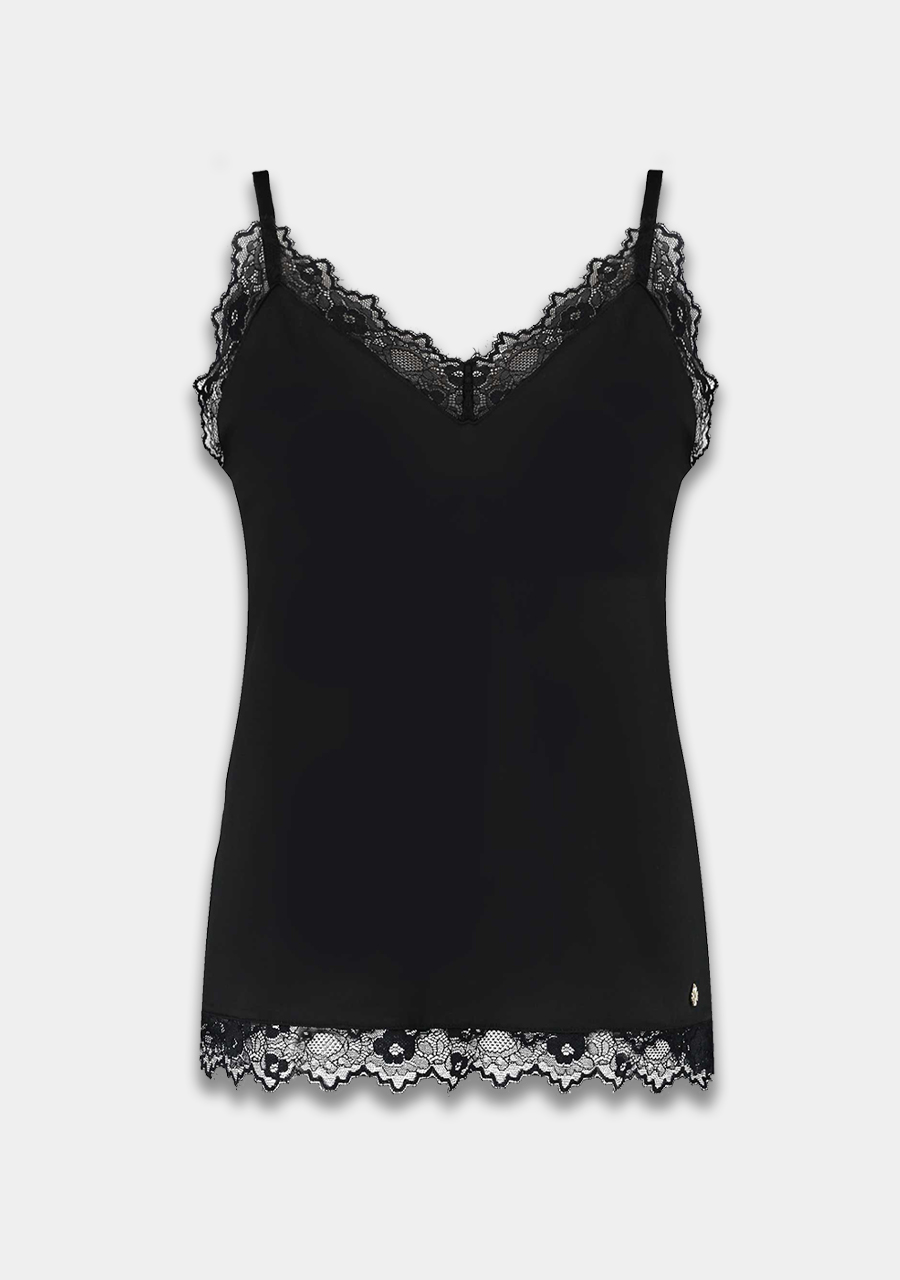 Harper & Yve Kanten top Yve FW23P400 Zwart