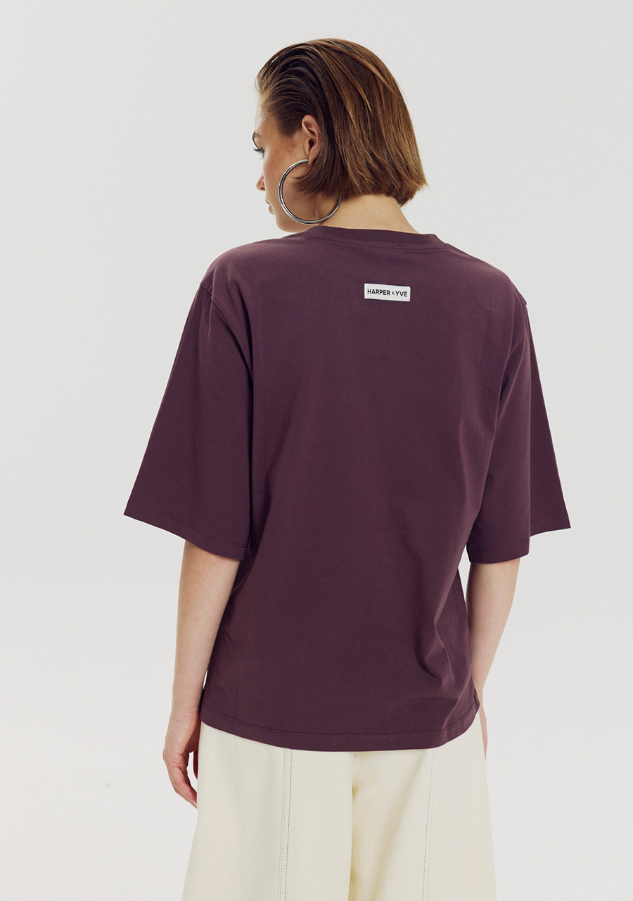 Harper & Yve T-shirt Chill but glam AW6Y304 Donker Paars