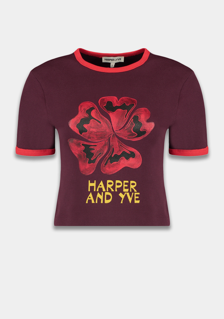 Harper & Yve T-shirt Desert flower SS6Y305 Donker Paars
