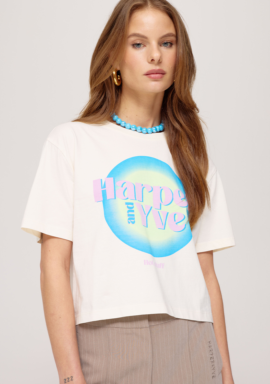 Harper & Yve T-shirt cropped Hotstuff SS25Y308 Ecru