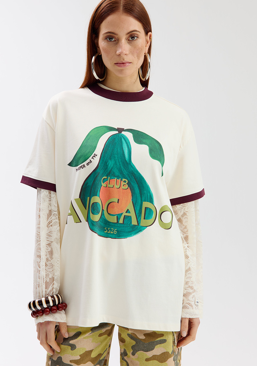 Harper & Yve T-shirt Club Avocado SS6Y303 Ecru