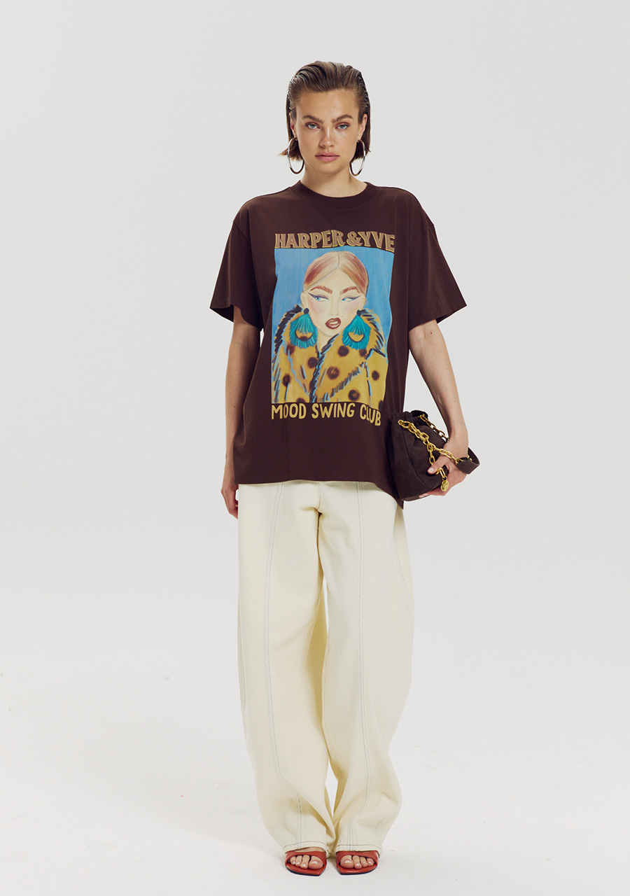 Harper & Yve T-shirt Moody AW6Y301 Donker bruin