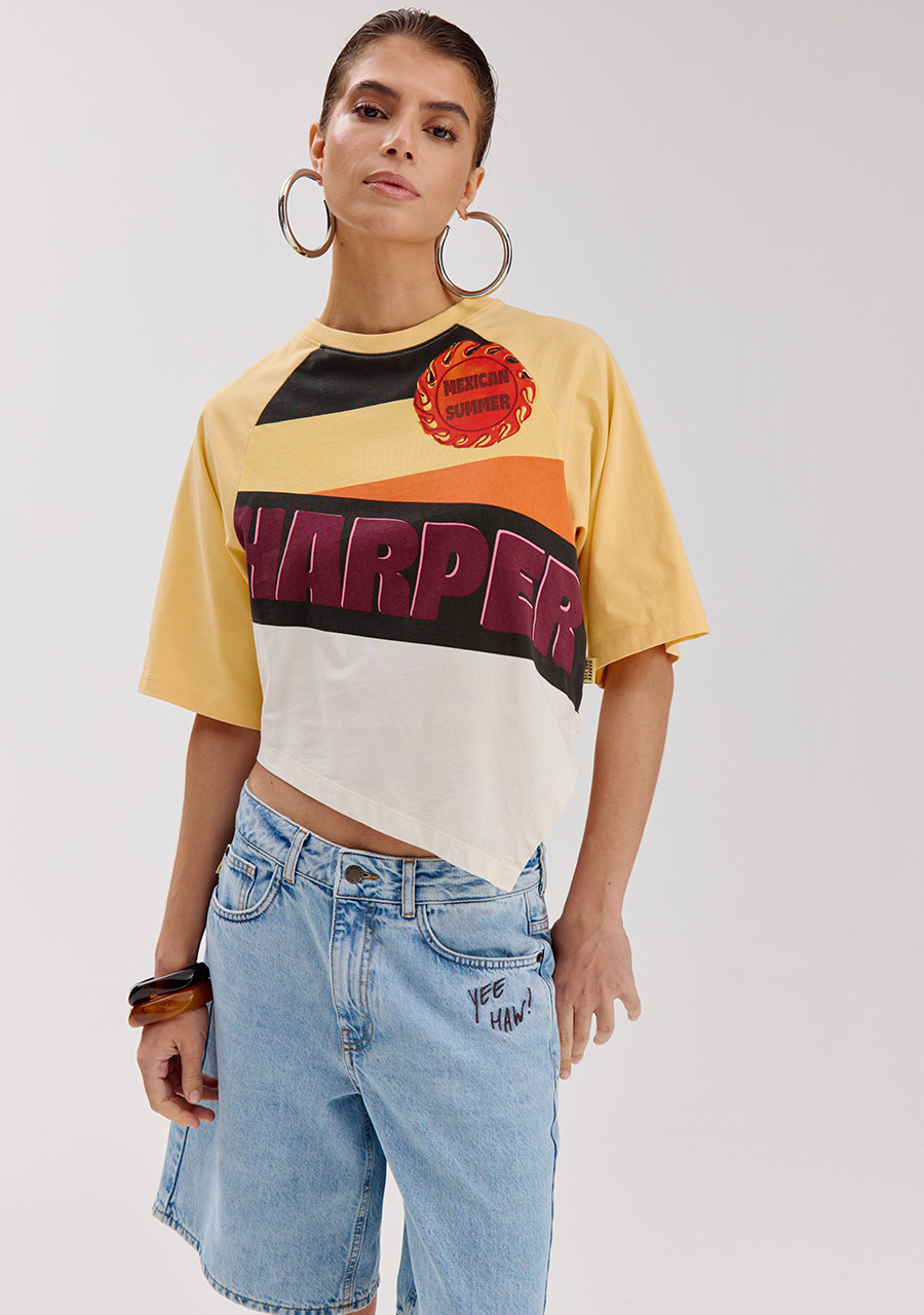 Harper & Yve T-shirt Mexican summer SS6Y300 Licht geel
