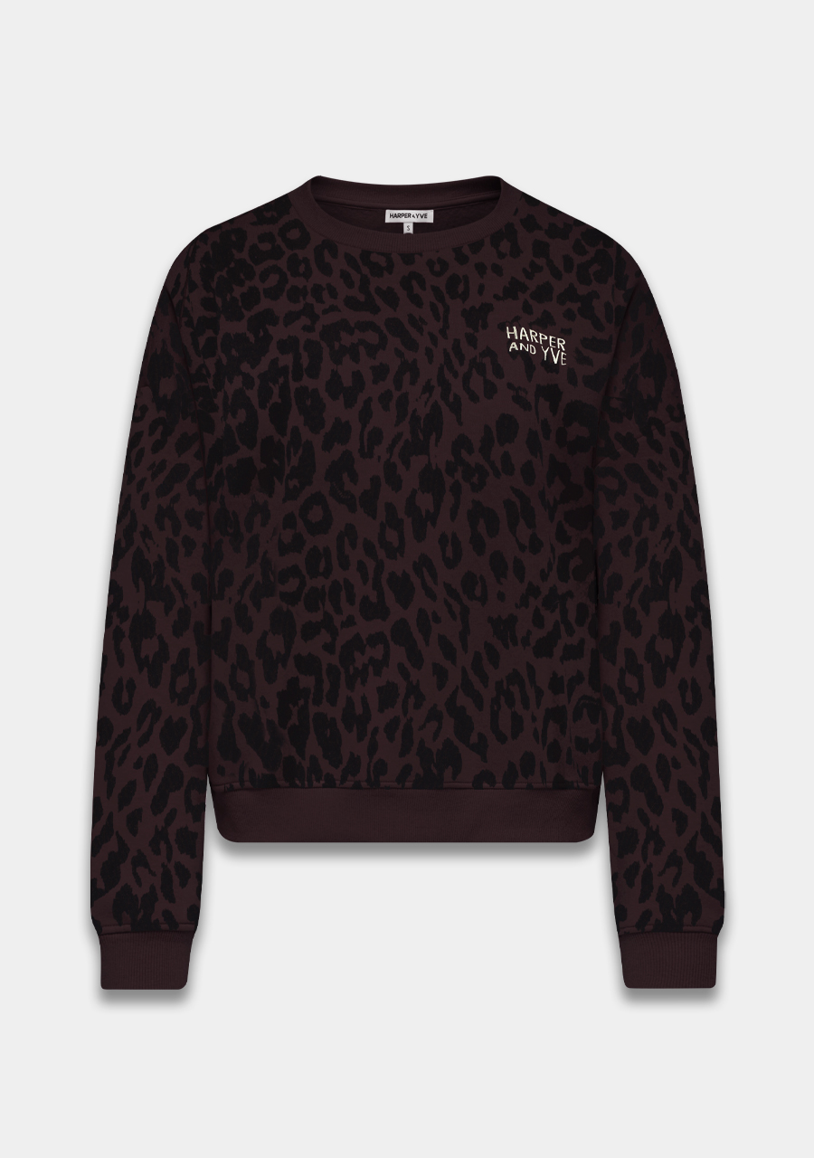 Harper & Yve Sweater Leopard AW25Y504 Donker bruin