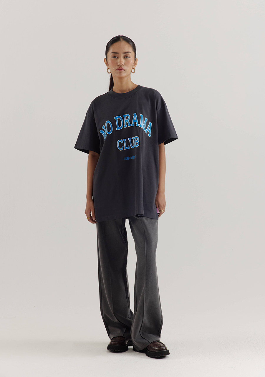 Harper & Yve T-shirt No drama club AW25Y307 Donker Grijs