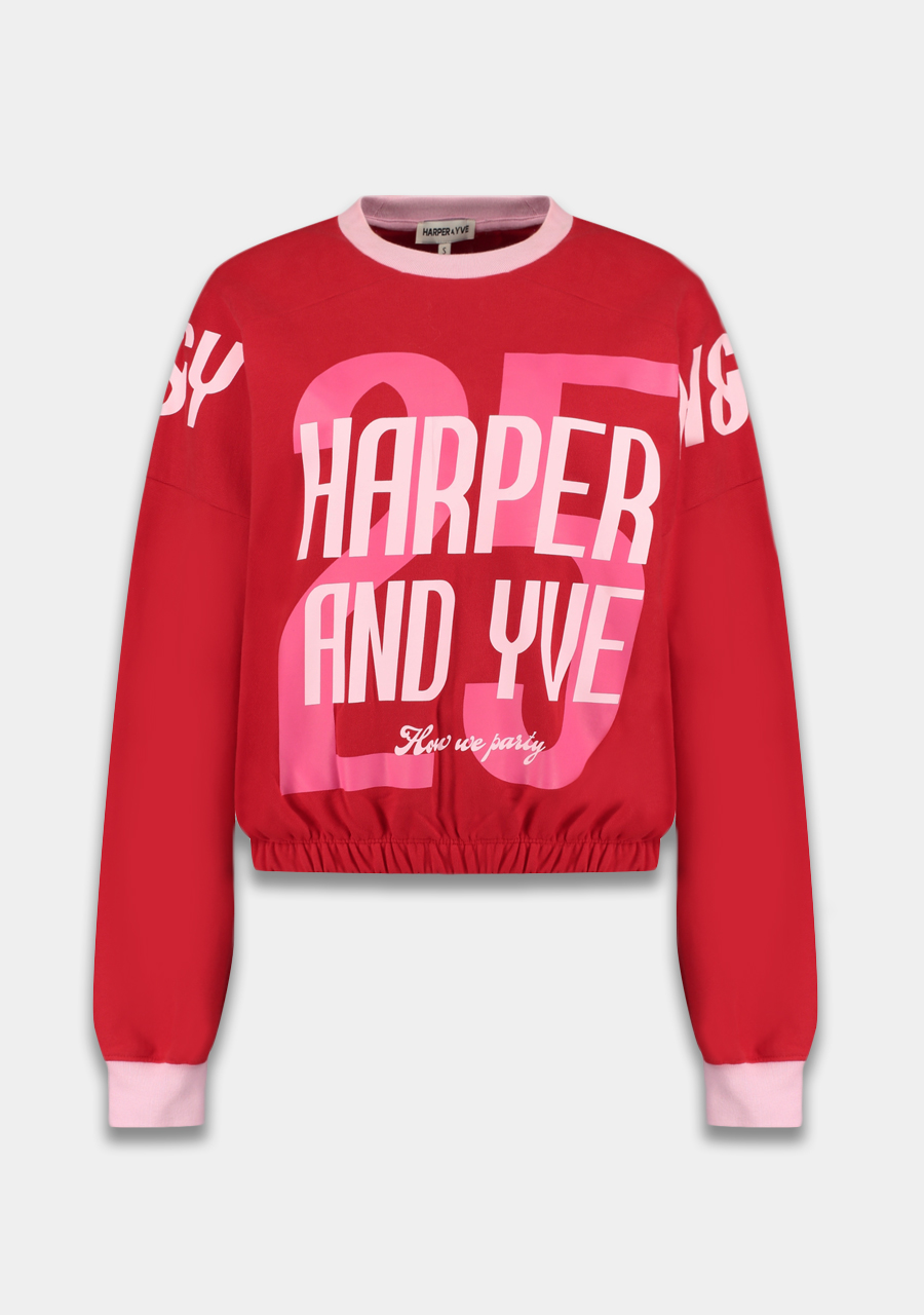 Harper & Yve Sweater How we party DW25Y503 Rood Harper & Yve Sweater How we party DW25Y503 Rood