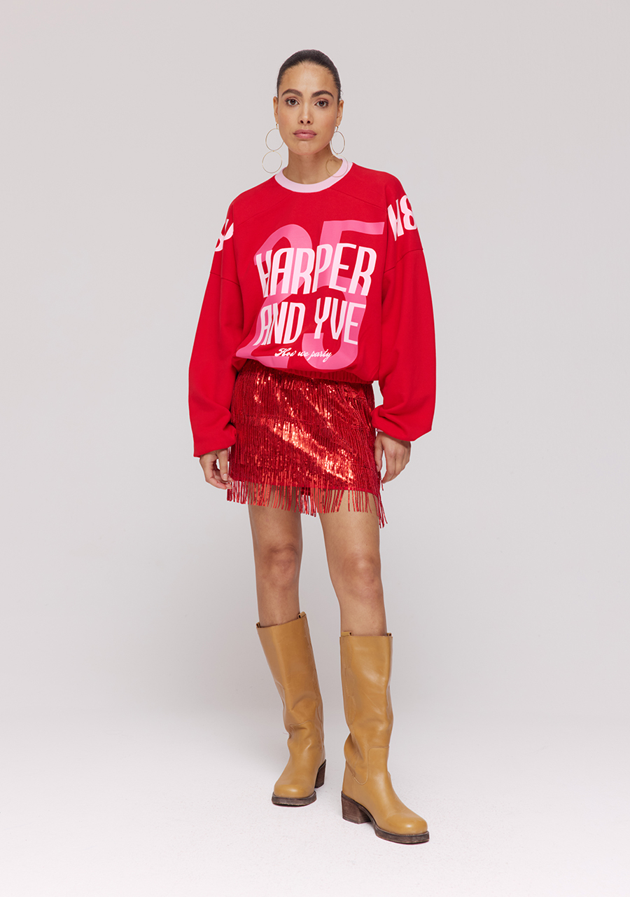 Harper & Yve Sweater How we party DW25Y503 Rood Harper & Yve Sweater How we party DW25Y503 Rood